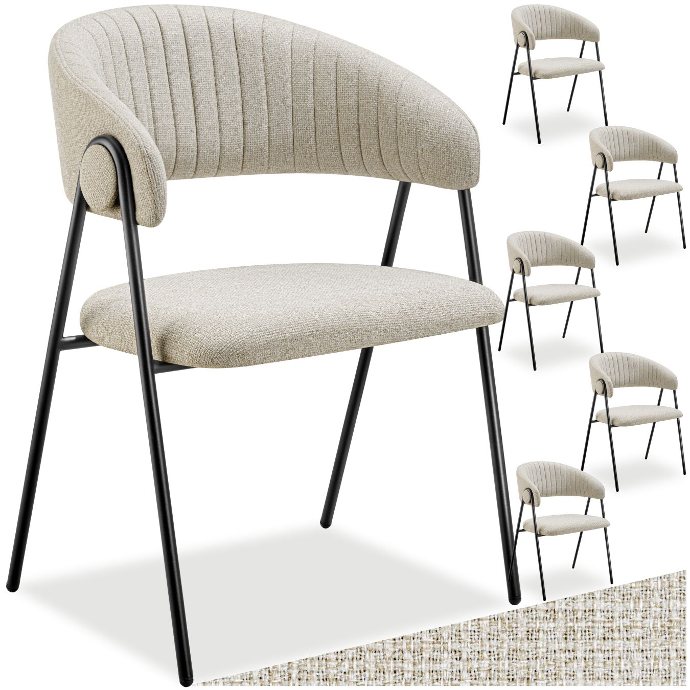 Lot 6 Fauteuils Rembourré Ergonomique En Tissu 150kg Max Grège