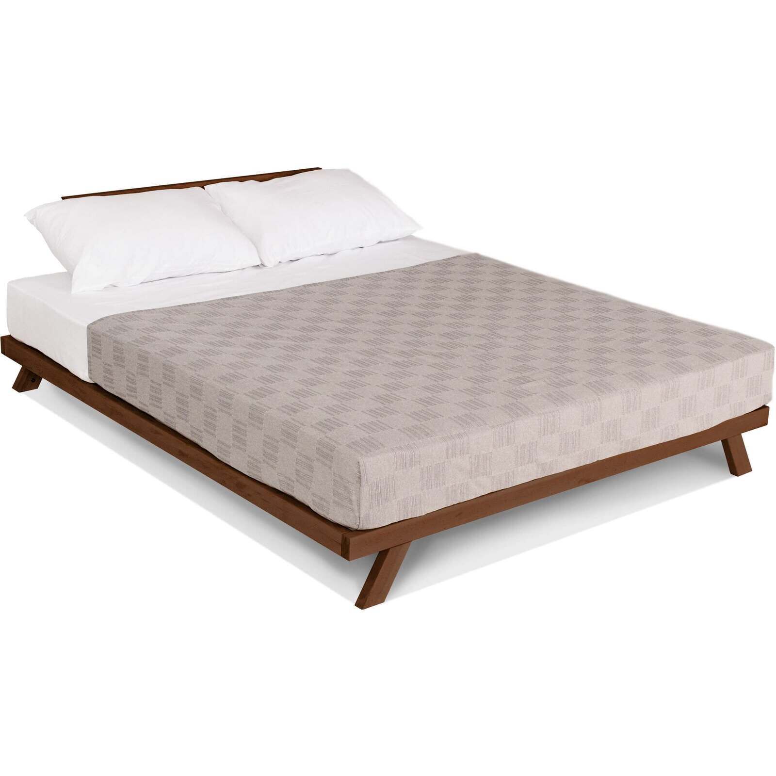Lit Double Allegro - 140 X 200 Cm - Bois Clair Et Beige