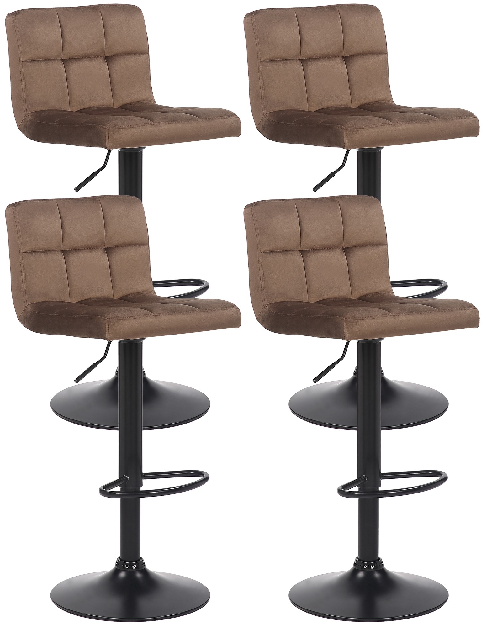 Lot De 4 Tabourets De Bar Feni Velours Brun