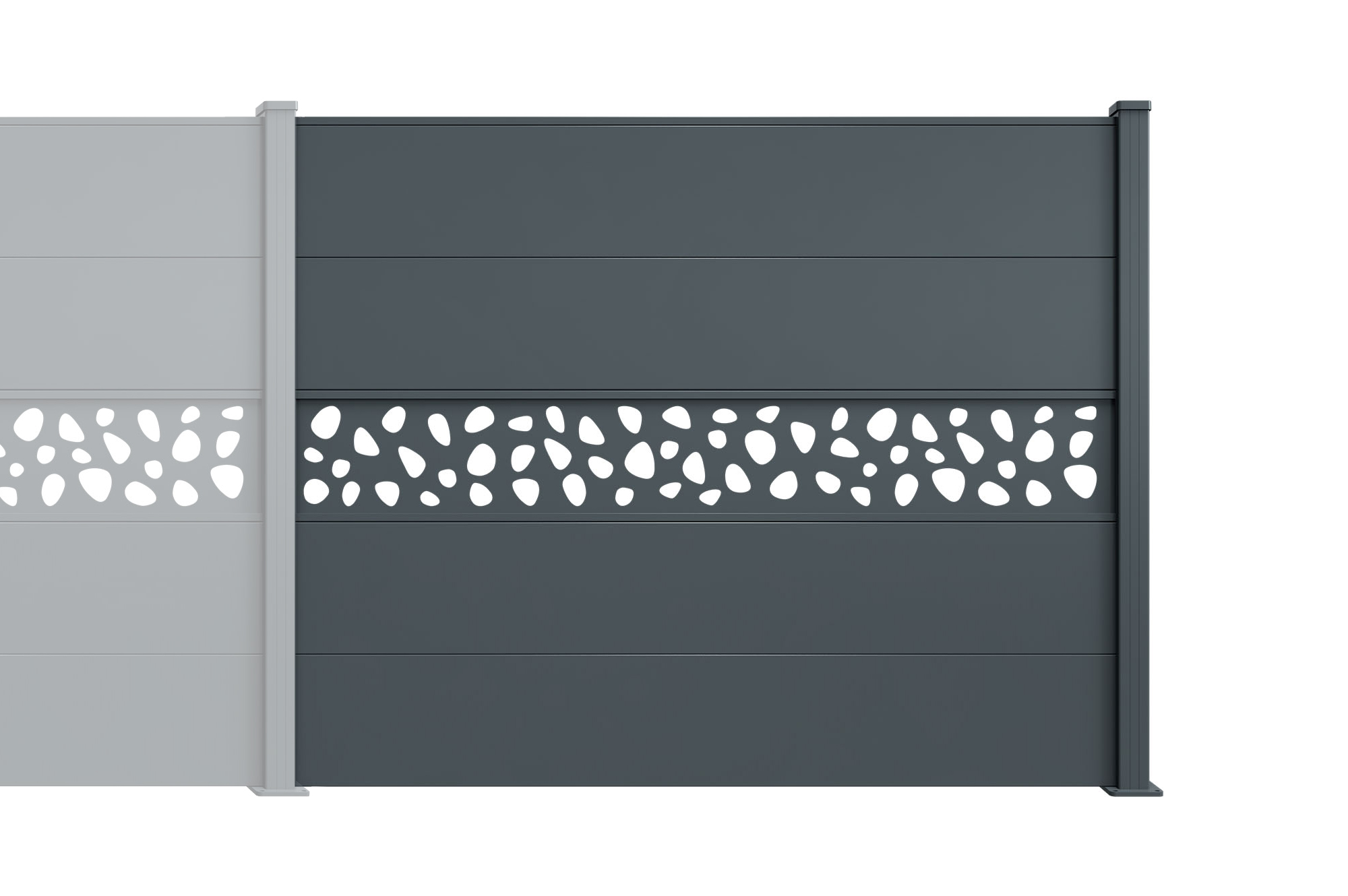 Kit Extension Clôture Aluminium Lames Larges 2m H.150 Gris Anthracite - Alpis Sunny Motifs Galets