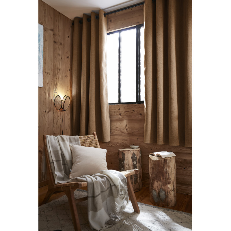 Lot De 2 Rideaux Occultants Phoniques Et Thermiques Doublés Polaire "bjorn" 100% Opaque L'Effet Papillon - Bjorn Camel - 2 Panneaux Occultant + Polaire 140 X 180 Cm