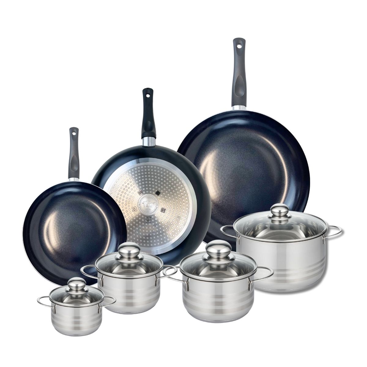 3 Poêles 24/28/32cm + 4 Faitouts 12/14/16/20cm Prima Brillant