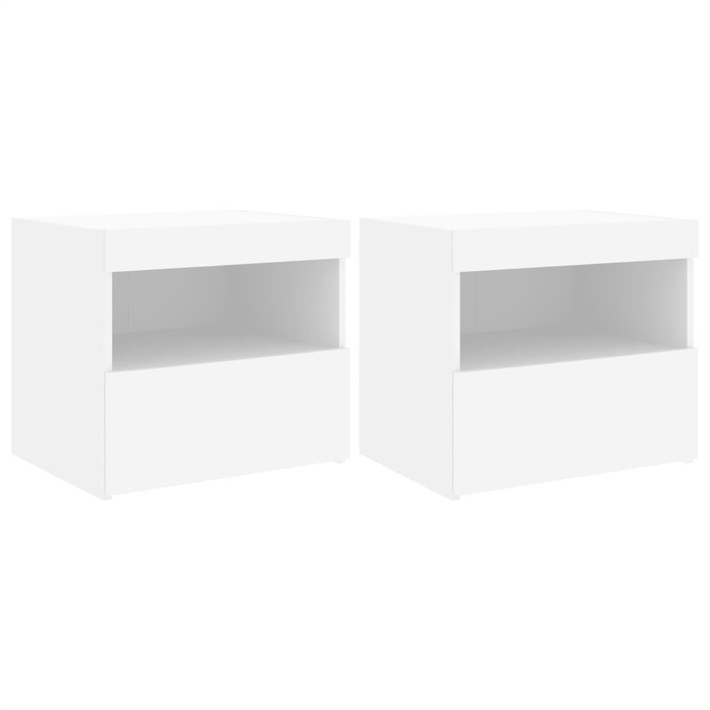 Lot De 2 Tables De Chevet Avec Lumières Led Et Tiroir 50 X 40 Dec035932