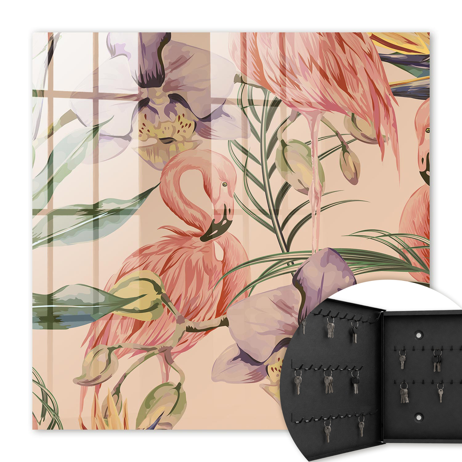 Armoire À Clés - (30 Cm X 30 Cm) - Boîte À Clés Murale - Coffret De Rangement Pour Clés - Couleur Noire - Ouverture Vers La Gauche - Pour Maison Et Bureau - Élégance Exotique