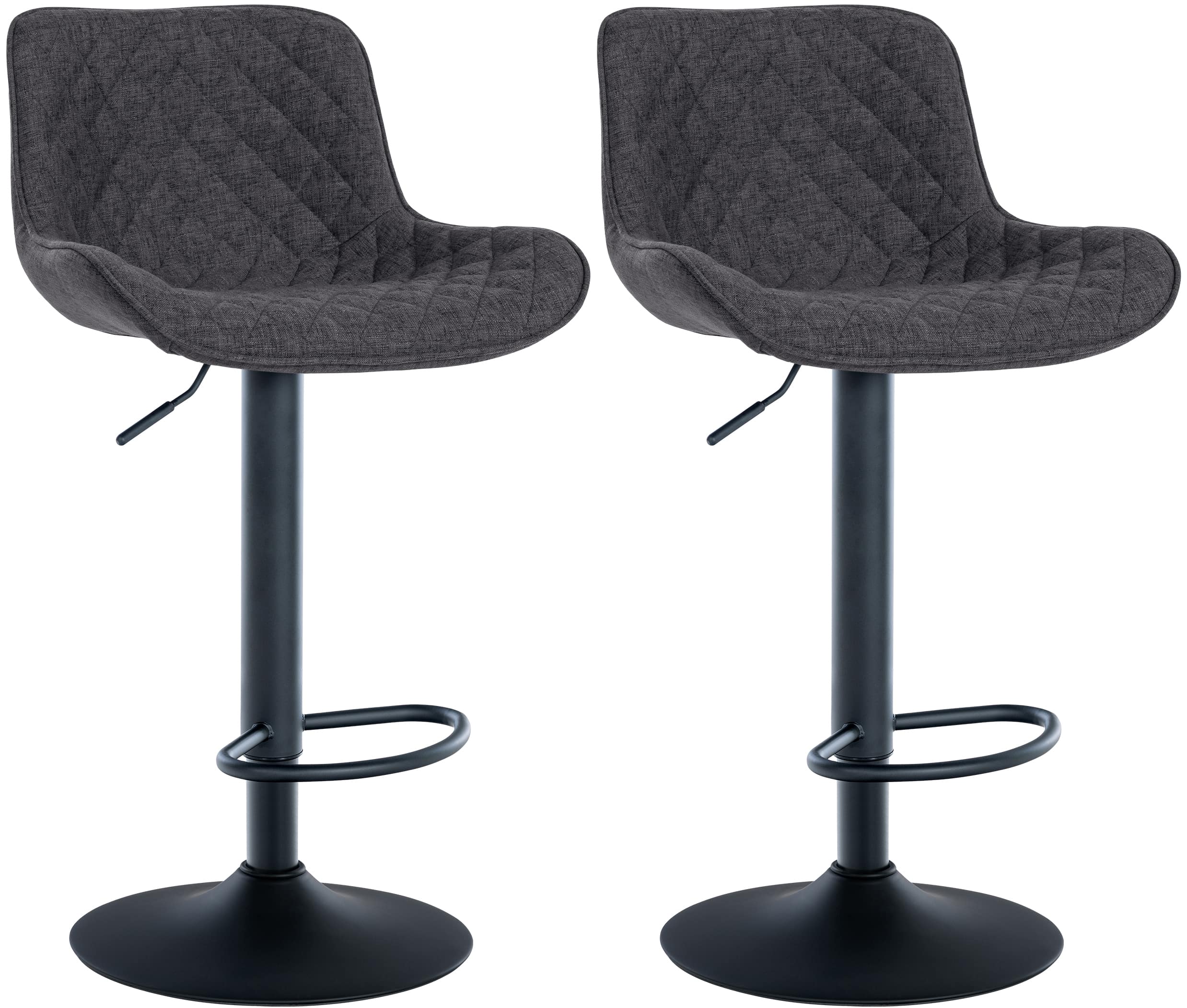 Lot De 2 Tabourets De Bar Minosa Tissu Noir
