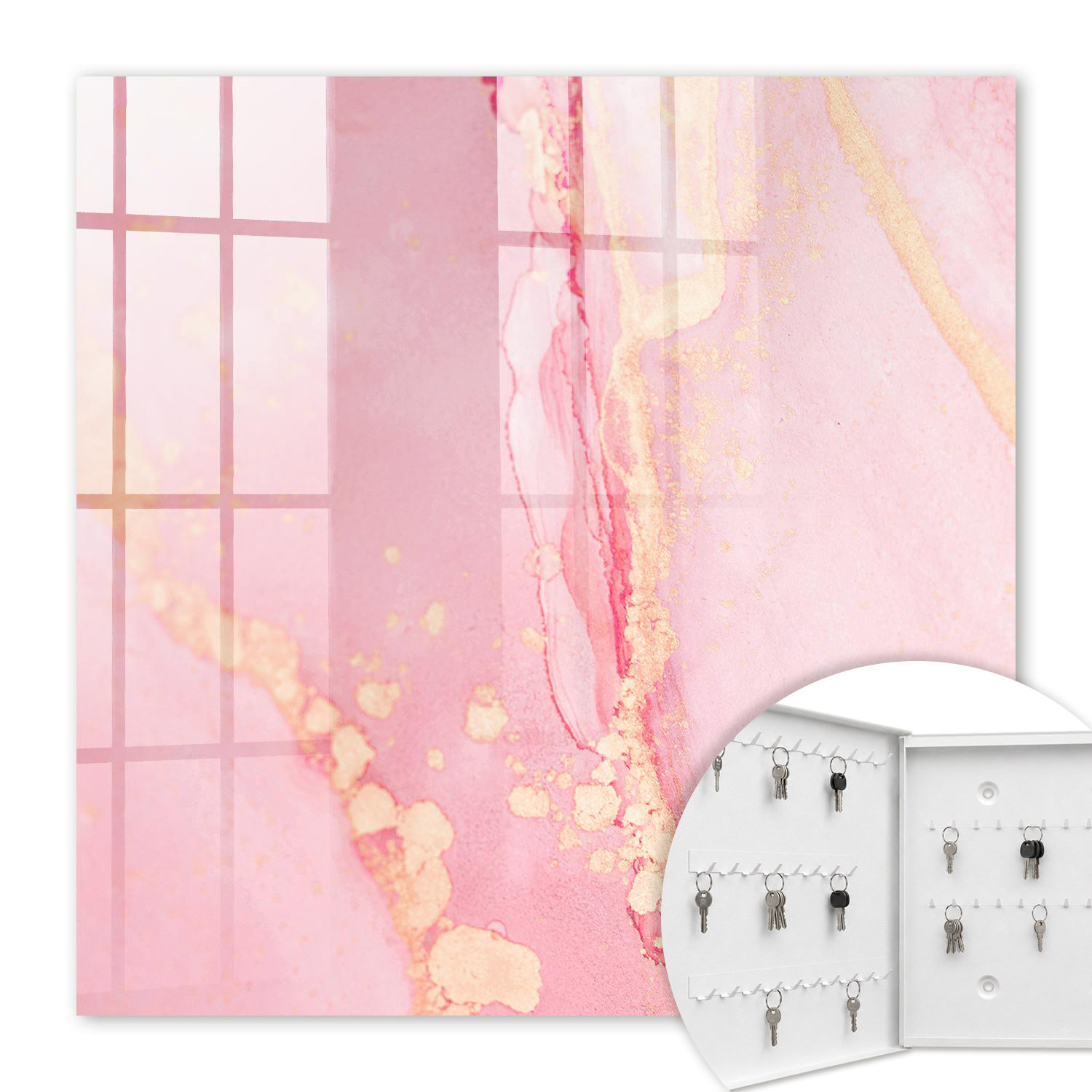 Armoire À Clés - (30 Cm X 30 Cm) - Boîte À Clés Murale - Coffret De Rangement Pour Clés - Couleur Blanche - Ouverture Vers La Gauche - Pour Maison Et Bureau - Rêve Rose