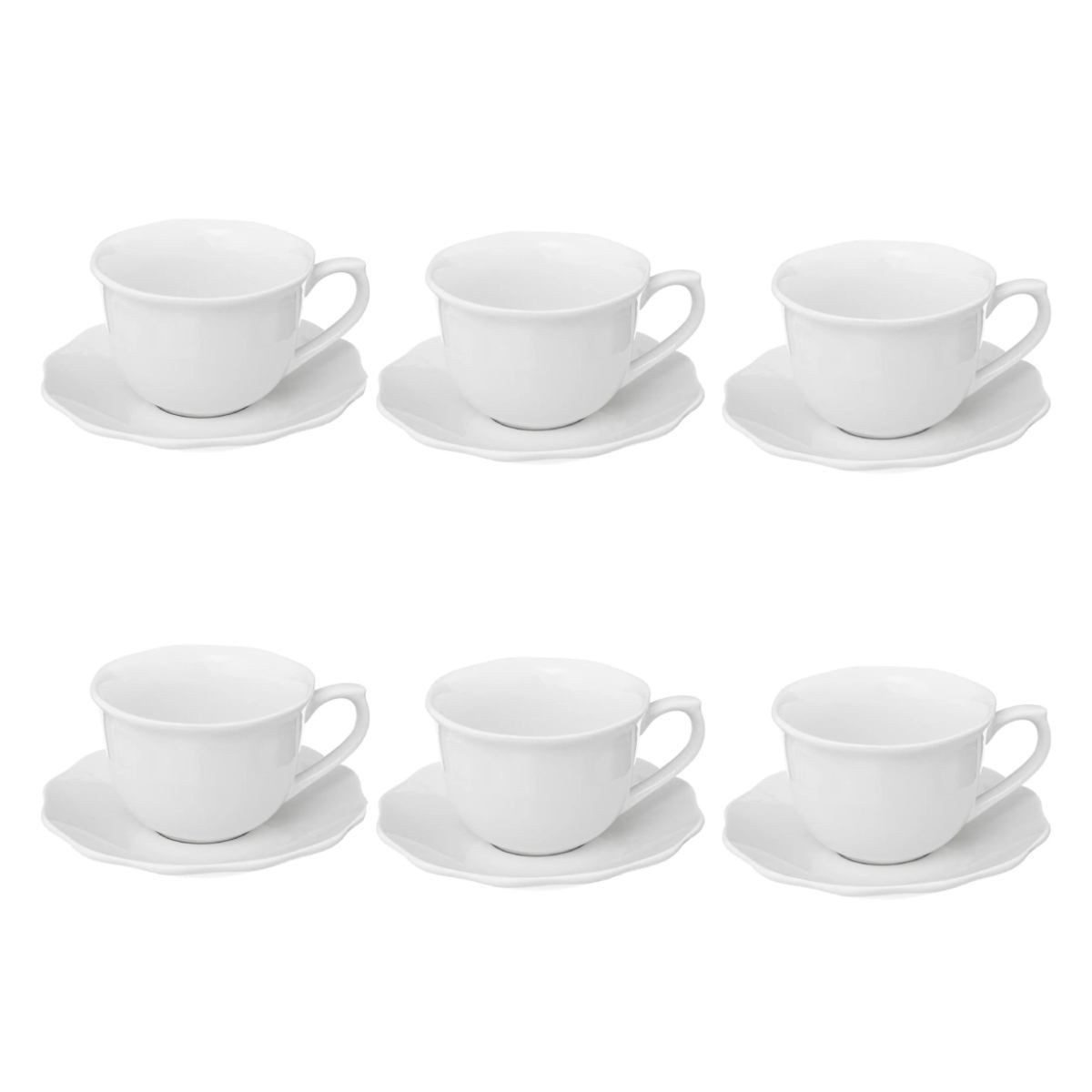 Lot De 6 Tasses & Sous Tasses "alma" 23cl Blanc