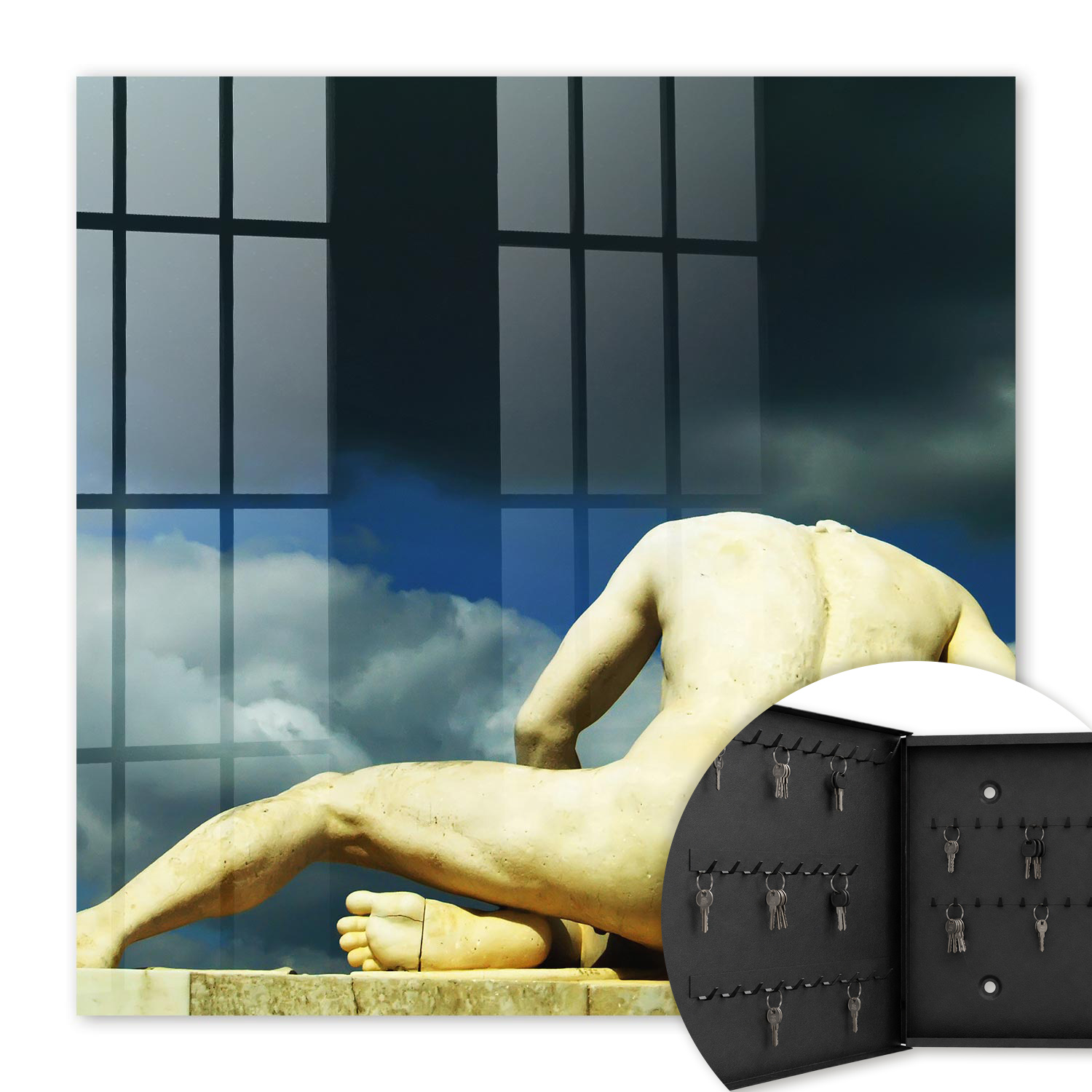 Armoire À Clés - (30 Cm X 30 Cm) - Boîte À Clés Murale - Coffret De Rangement Pour Clés - Couleur Noire - Ouverture Vers La Gauche - Pour Maison Et Bureau - Élégance Classique