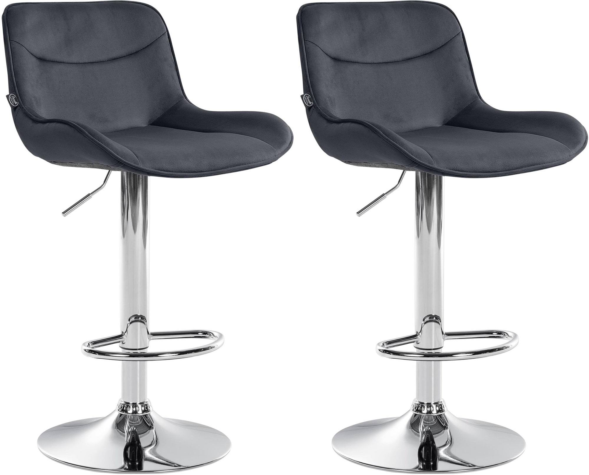 Lot De 2 Tabourets De Bar Vonore Velours Chrome Noir