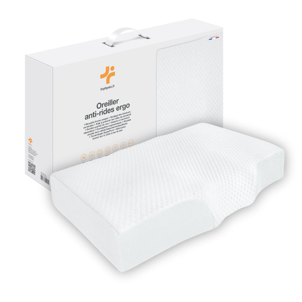 Oreiller Ergonomique Anti-rides, Anti-acouphène - Extra Grande - 65x42x10 - Ergo