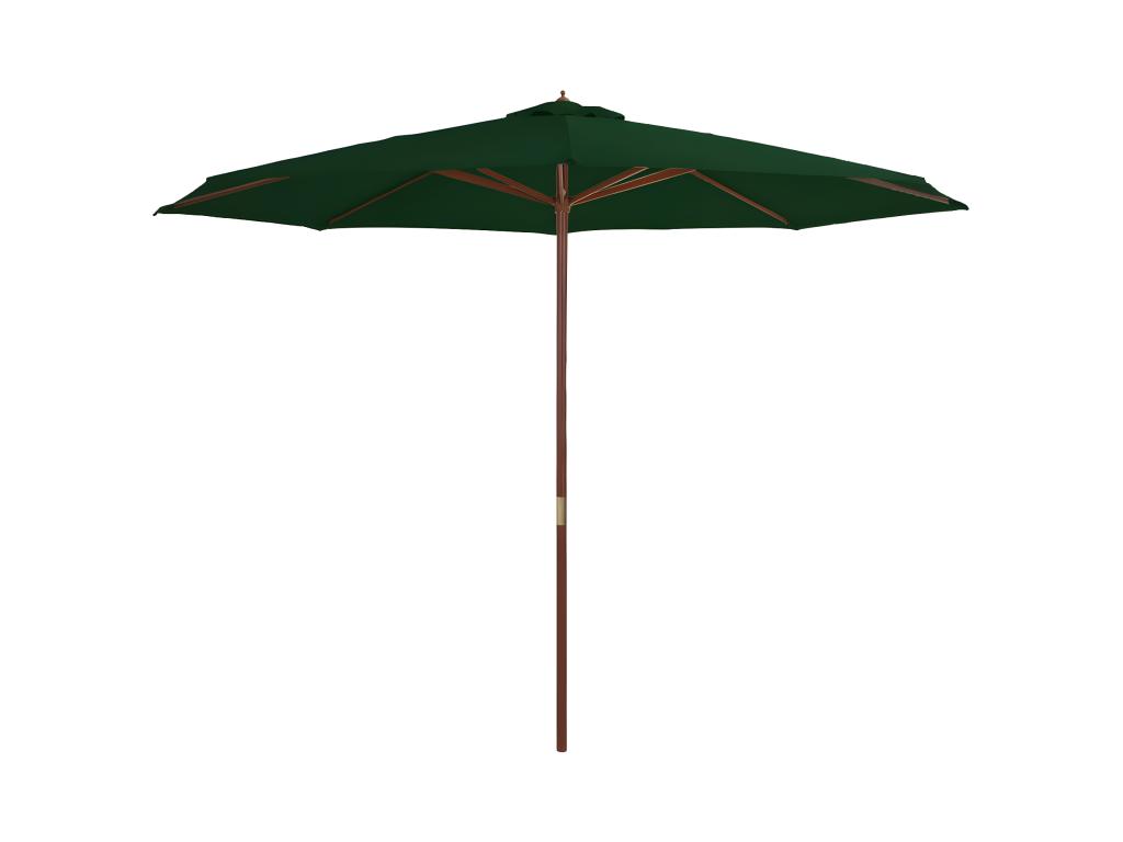 Parasol Avec Mât En Bois 350 Cm Vert 02_0008131