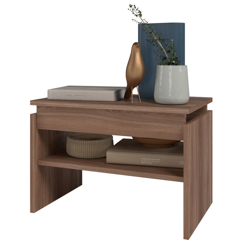 Table Basse Beaux Meubles Pas Chers Float 2 Niches L 53,5 H 37 P 33 Cm Marron Bois