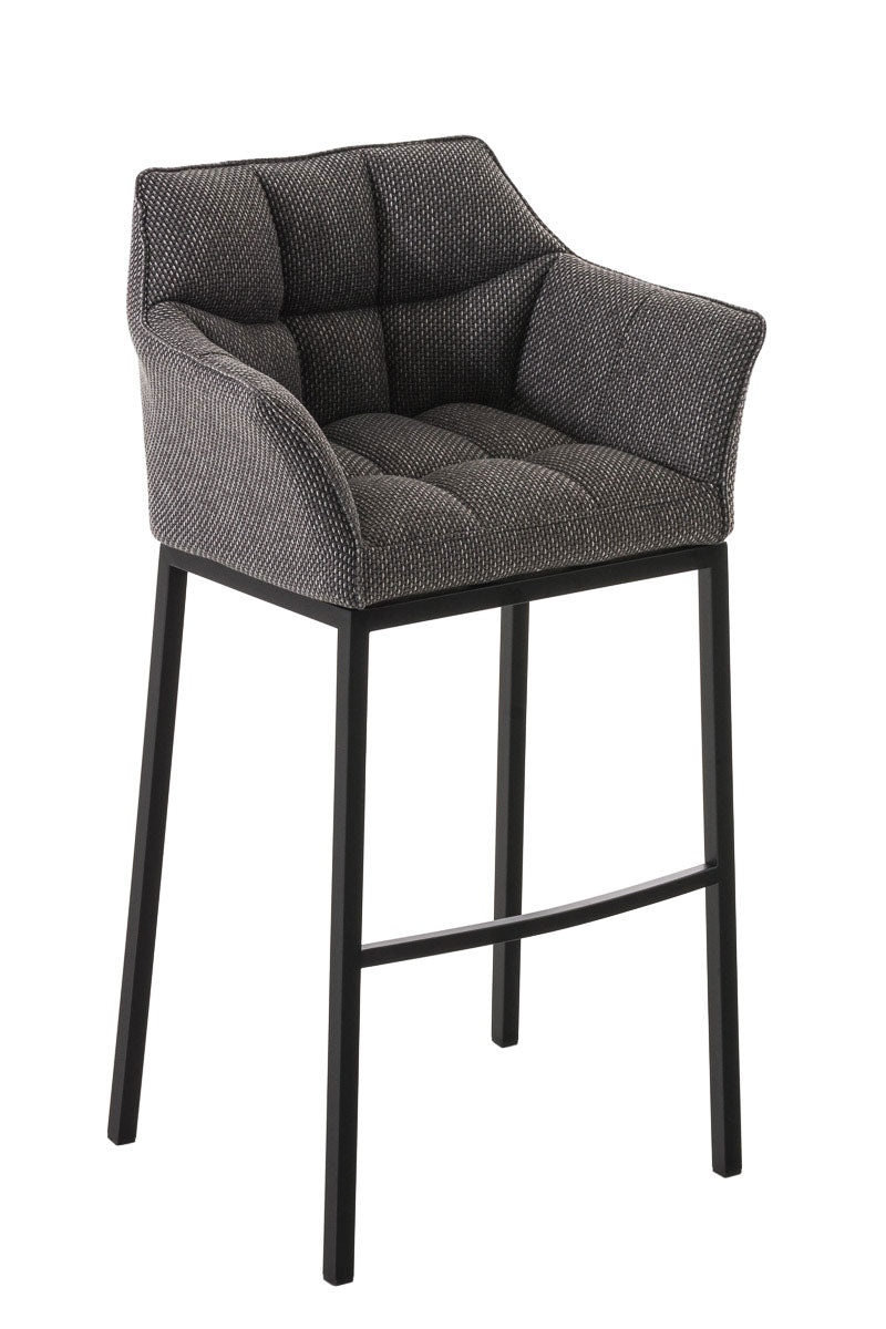 Tabouret De Bar Chaise Haute De Comptoir Couture Carrées Assise En Tissu Gris Titane 10_0004706