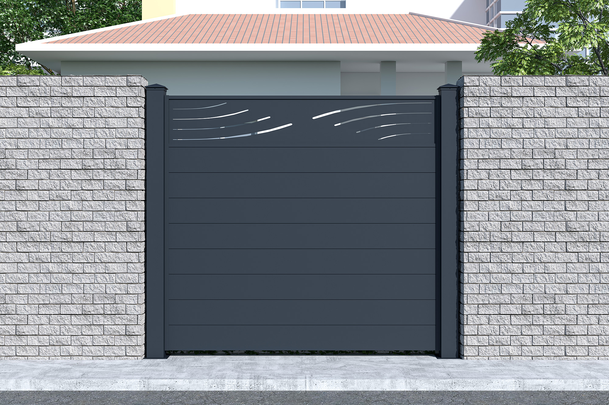 Casanoov Kit Clôture Aluminium Semi-ajourée Veleta - H.170 Cm - L.1,90 M - Kit Complet