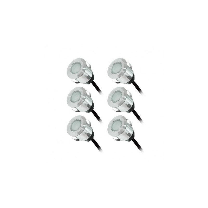 Kit Complet 6 Mini Spots Encastrables 12v Led Bleu, Vert, Rouge Miidex Lighting® Bleu