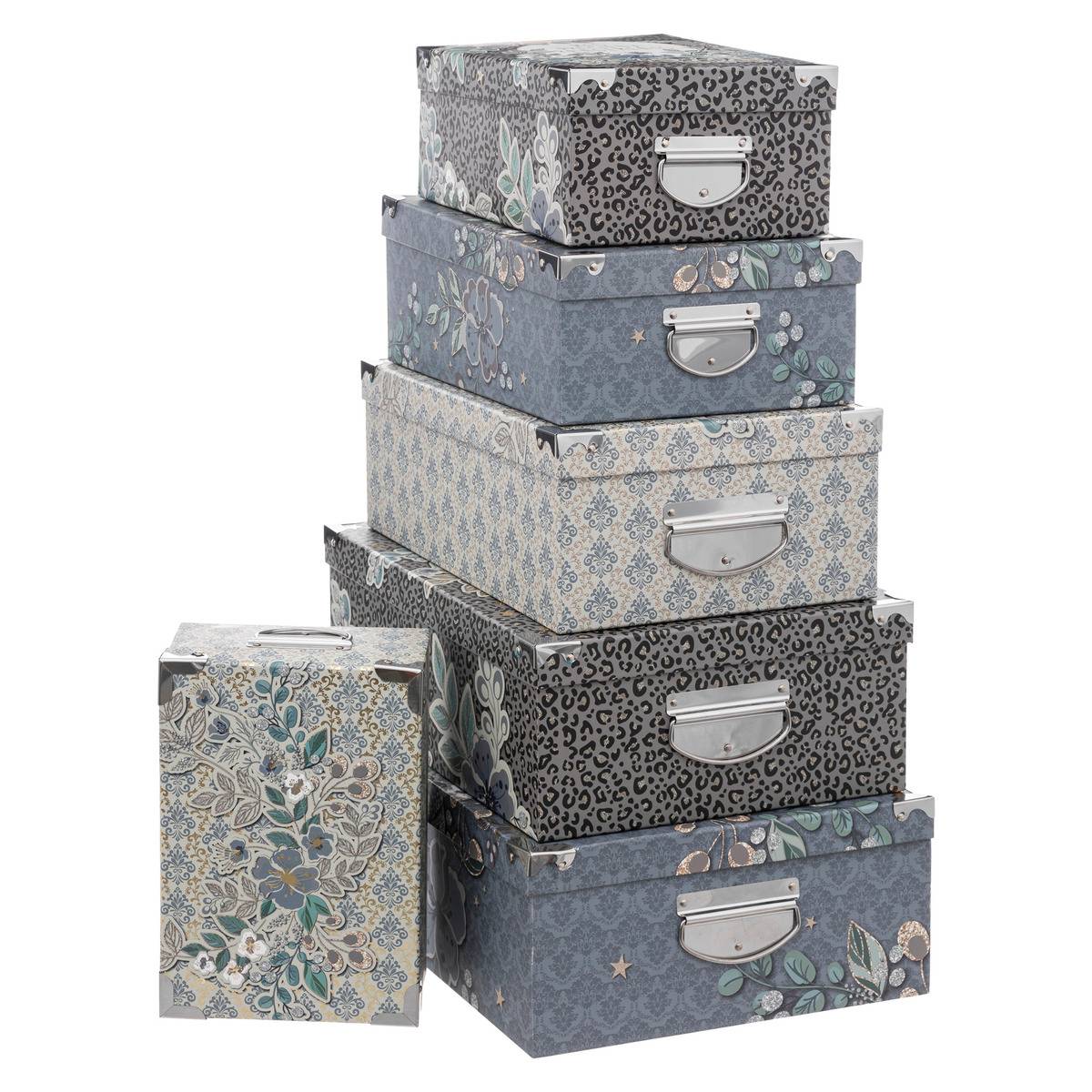Boîtes Rectangulaires X 6 "manoir" Hiver Bleu - Feeric Lights & Christmas