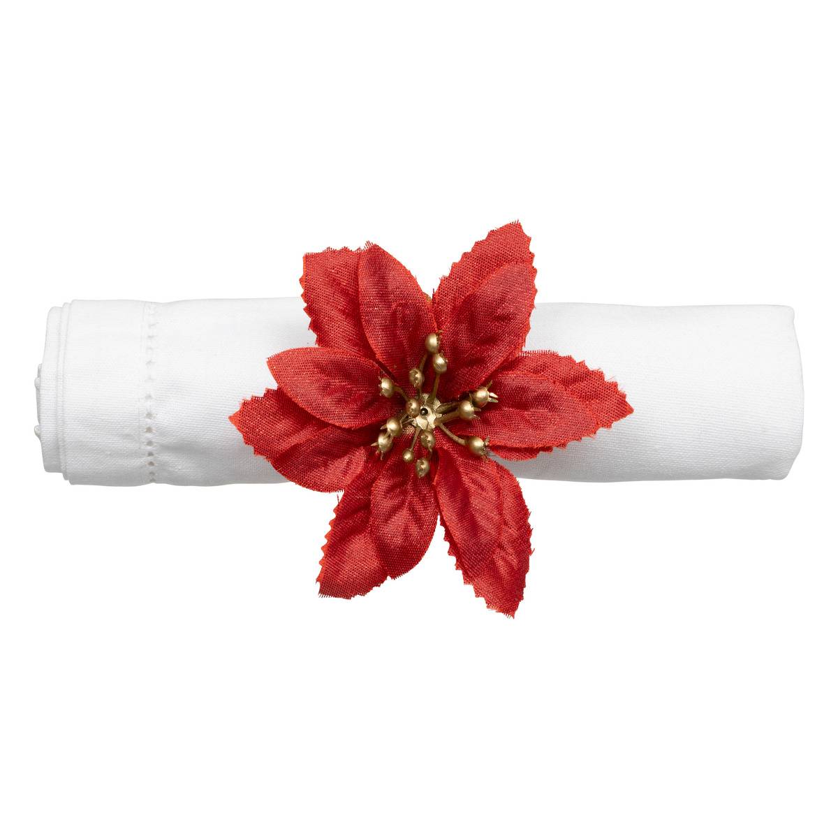 Rond De Serviette Poinsettia Rouge X2 - Feeric Lights & Christmas