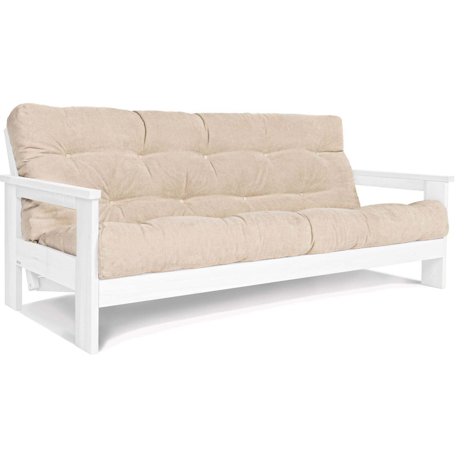 Canapé Lit Mexico - 145 X 200 Cm - Bois Clair Et Beige