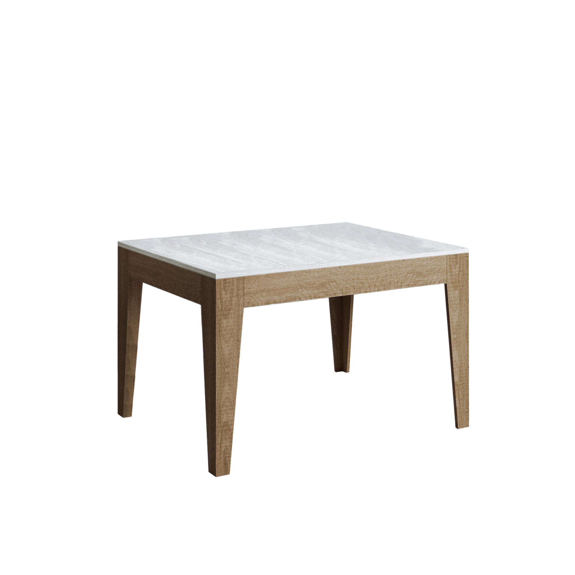 Table Extensible 120/180x90 Cm Cico Mix Dessus Frêne Blanc Cadre Chêne Nature
