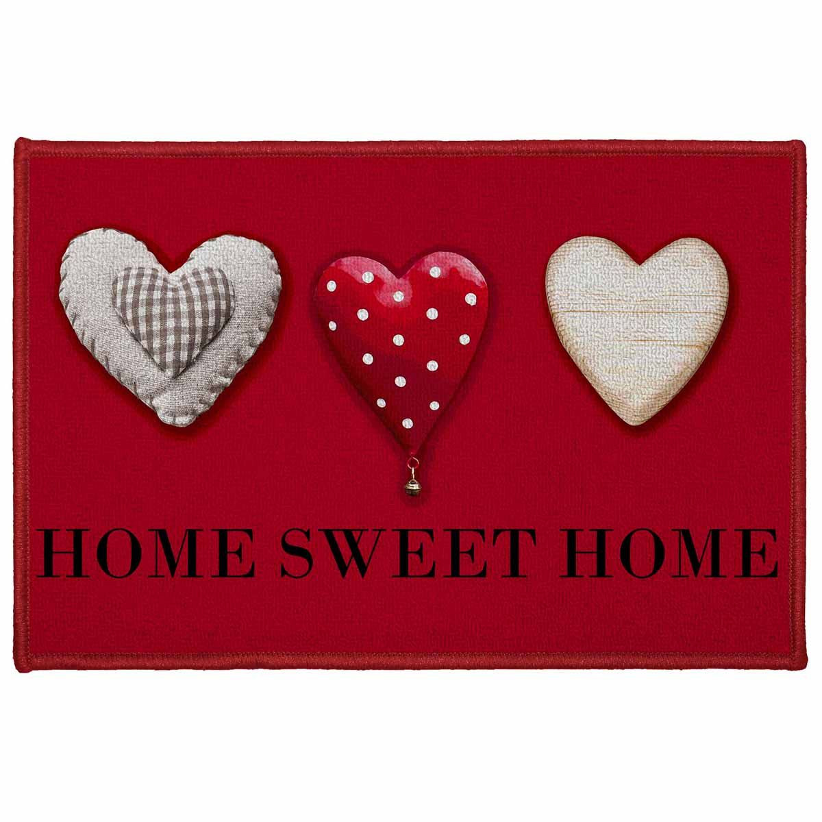 Tapis Déco Imprimé "home Passion" 40x60cm Rouge