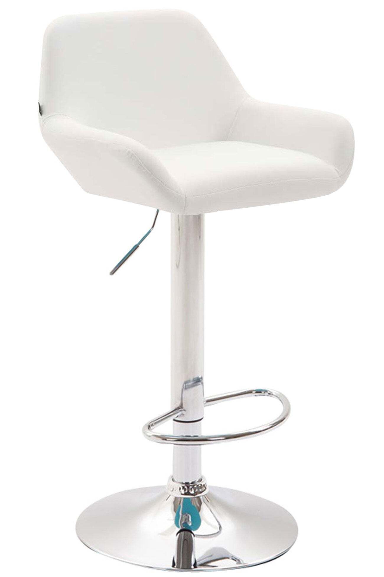 Tabouret De Bar Moderne Et Confortable En Synthétique Blanc Pieds Trompette En Métal Chromé Tdb10314
