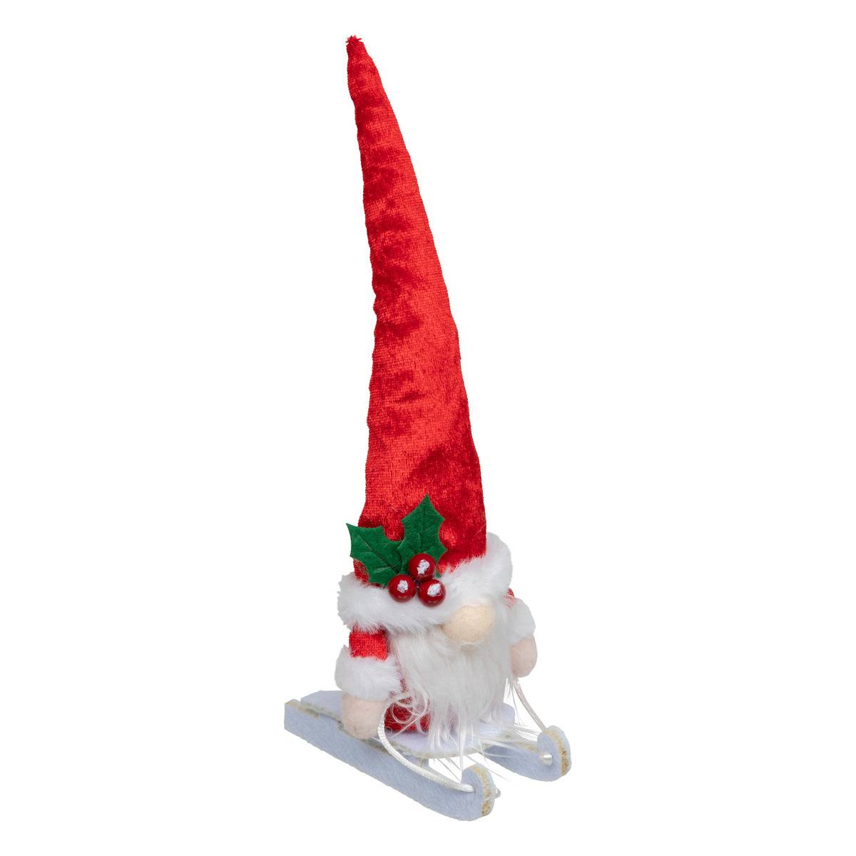Gnome De Noël Sur Luge Rouge H. 25 Cm - Feeric Lights & Christmas