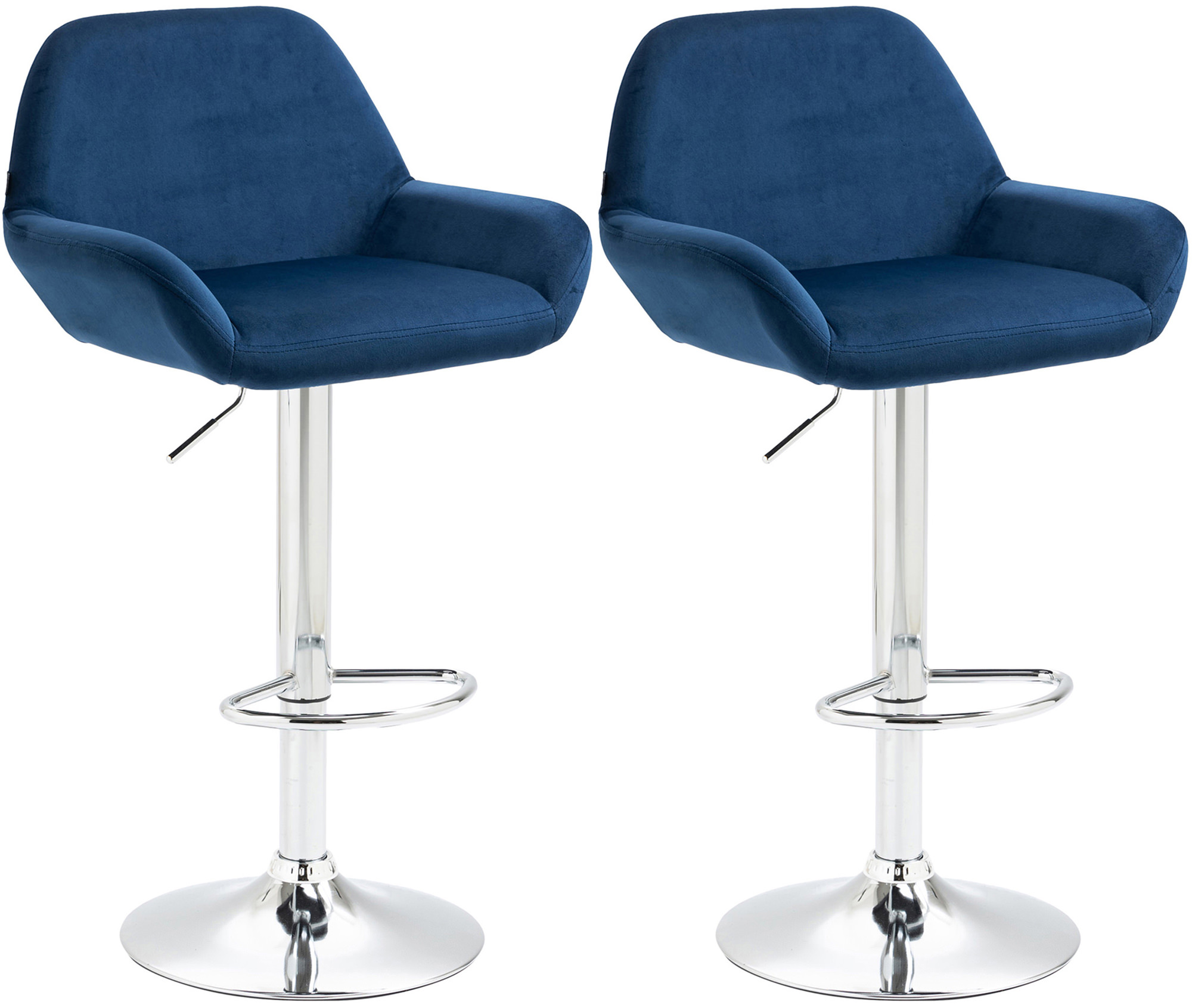Lot De 2 Tabourets De Bar Braga Velours Chrome Bleu