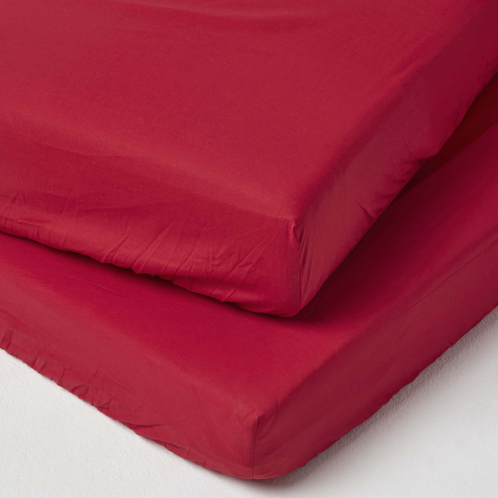 Lot De 2 Drap-housse Bébé 60x120cm Rouge Coton Égyptien 200tc Homescapes