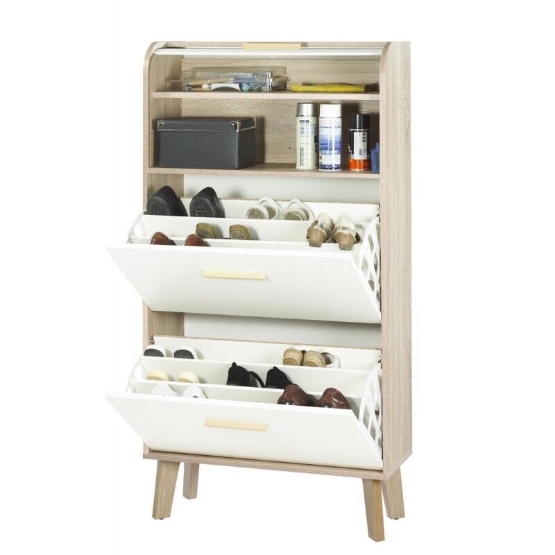 Meuble À Chaussures Beaux Meubles Pas Chers Ridea 18 Paires Blanc Chêne
