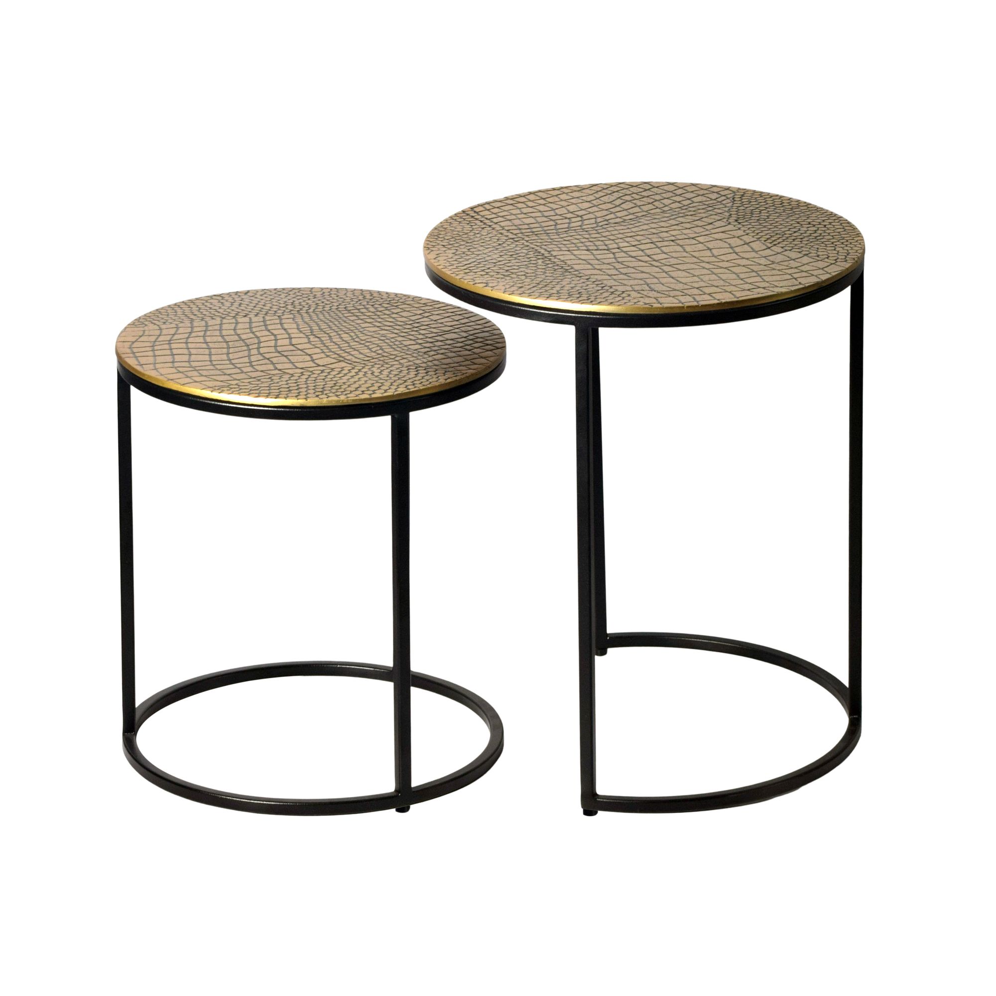 Table Gigogne 2 Pcs Métal Rond Table D'appoint Table Basse Aluminium Alu