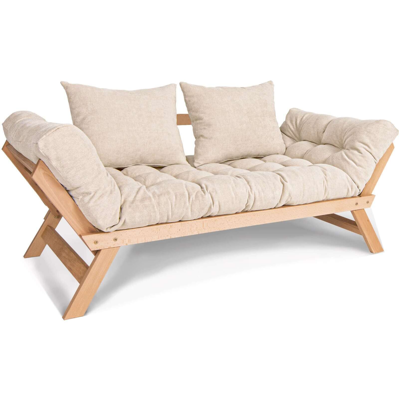 Canapé Lit Allegro - 80 X 203 Cm - Bois Clair Et Marron