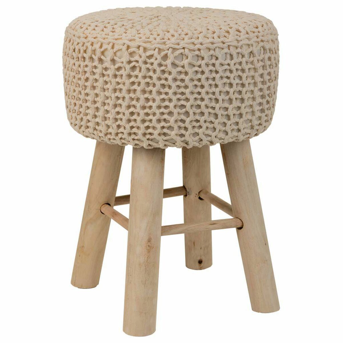 Tabouret Alexandra House Living Crème Bambou Pin Éponge Bois Mdf 32 X 44 X 32 Cm