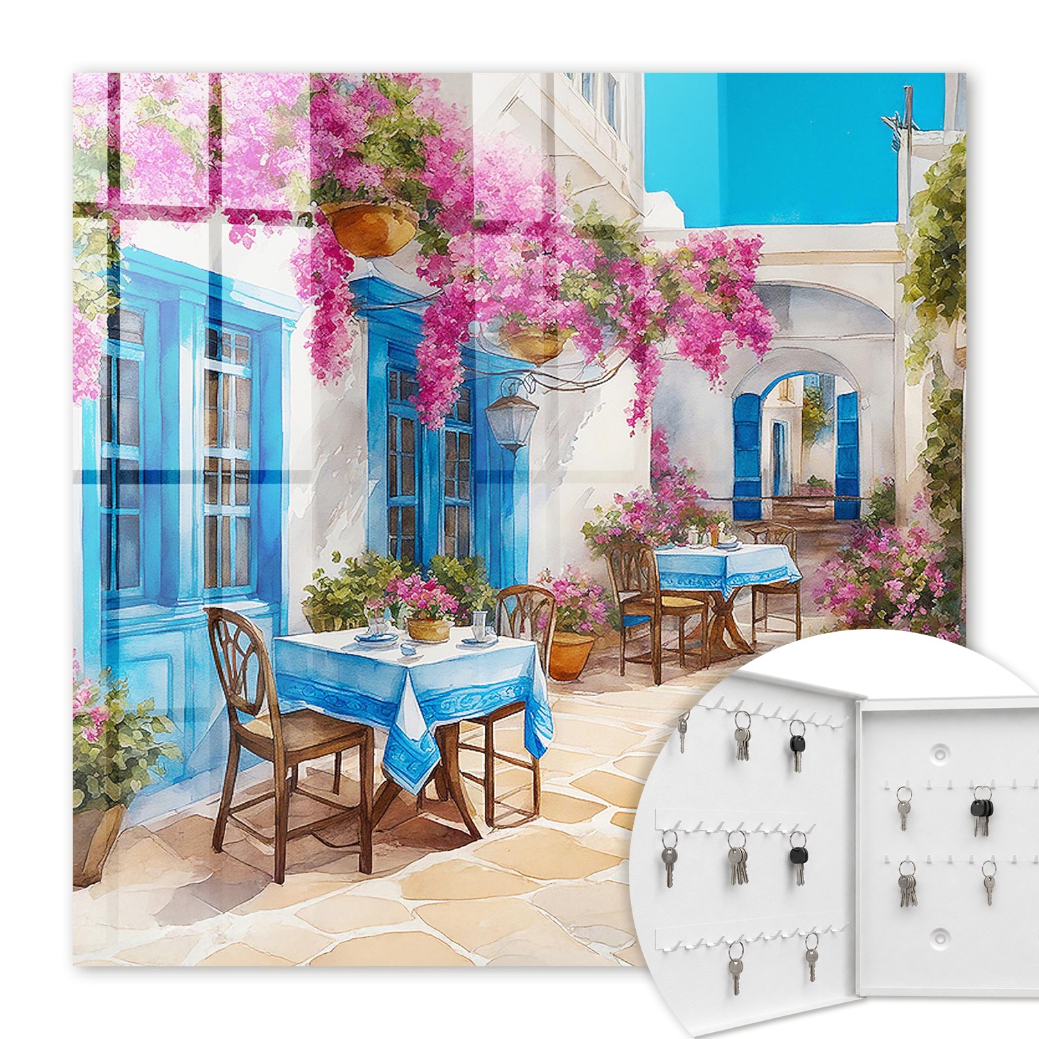 Armoire À Clés - (30 Cm X 30 Cm) - Boîte À Clés Murale - Coffret De Rangement Pour Clés - Couleur Blanche - Ouverture Vers La Gauche - Pour Maison Et Bureau - Allée Des Fleurs