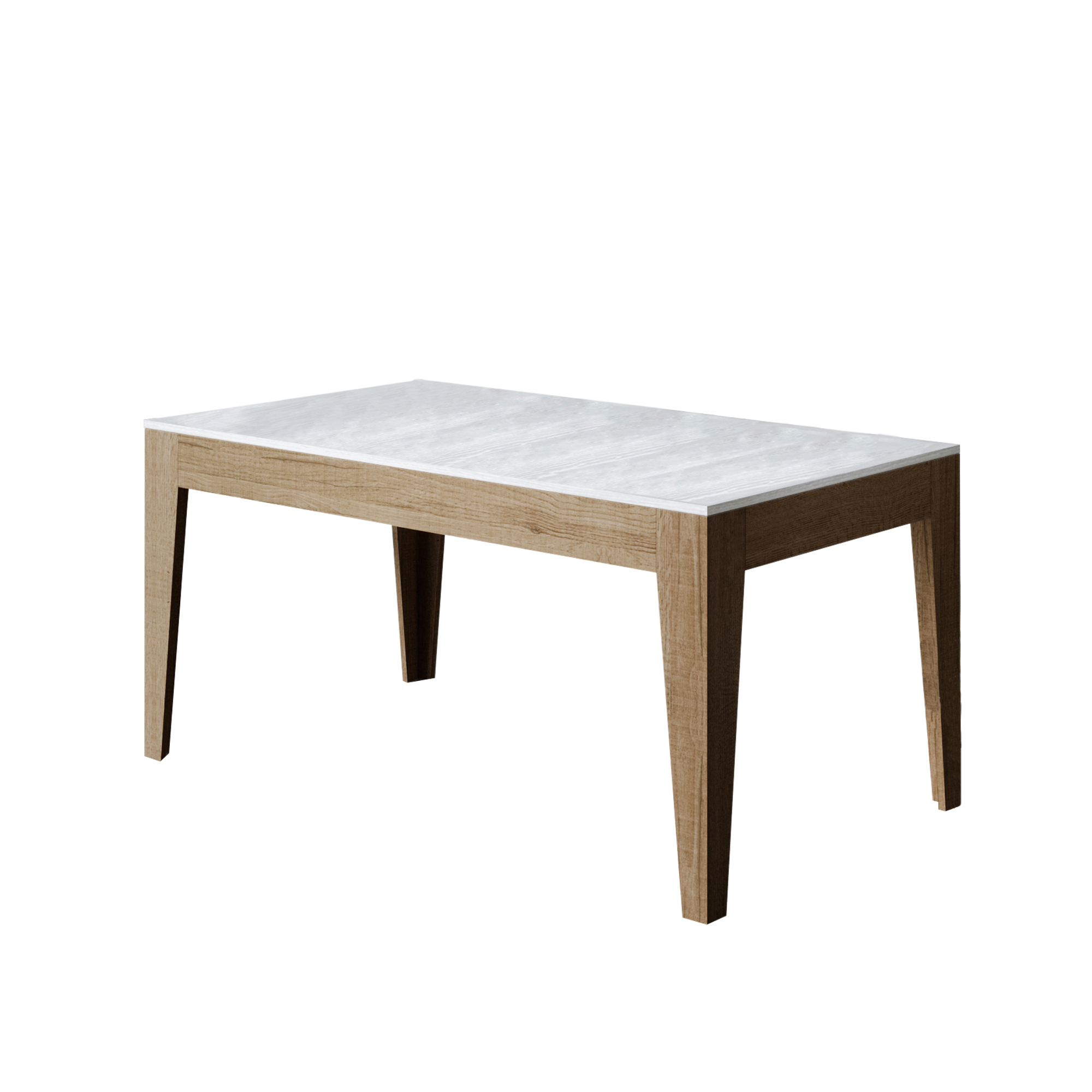 Table Extensible 160/220x90 Cm Cico Mix Dessus Frêne Blanc Cadre Chêne Nature
