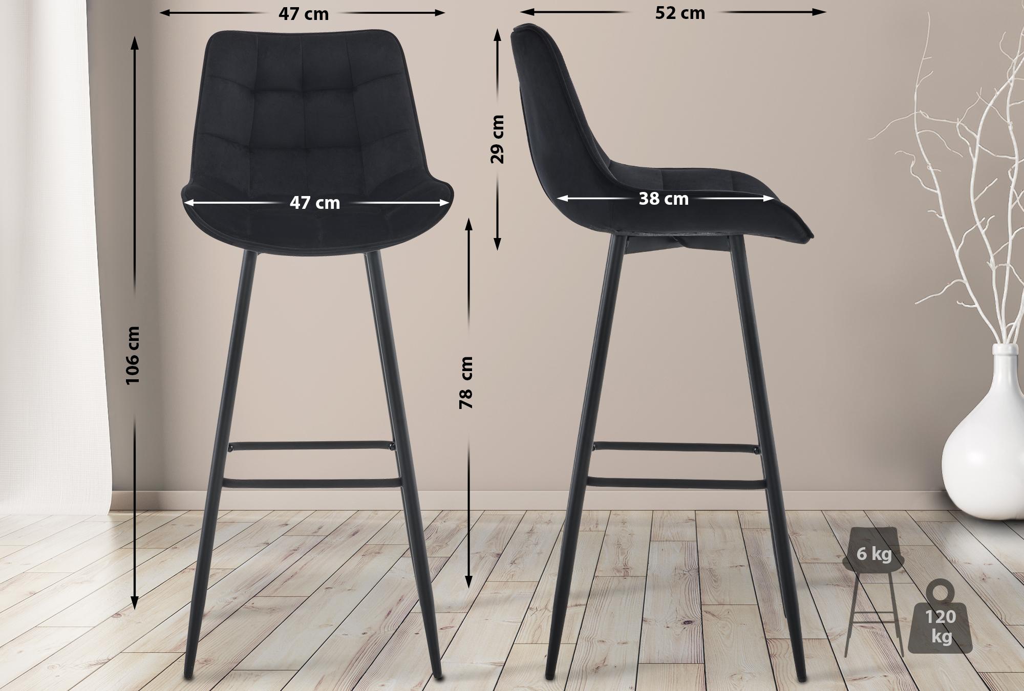 Tabouret De Bar Dartford Velours Noir