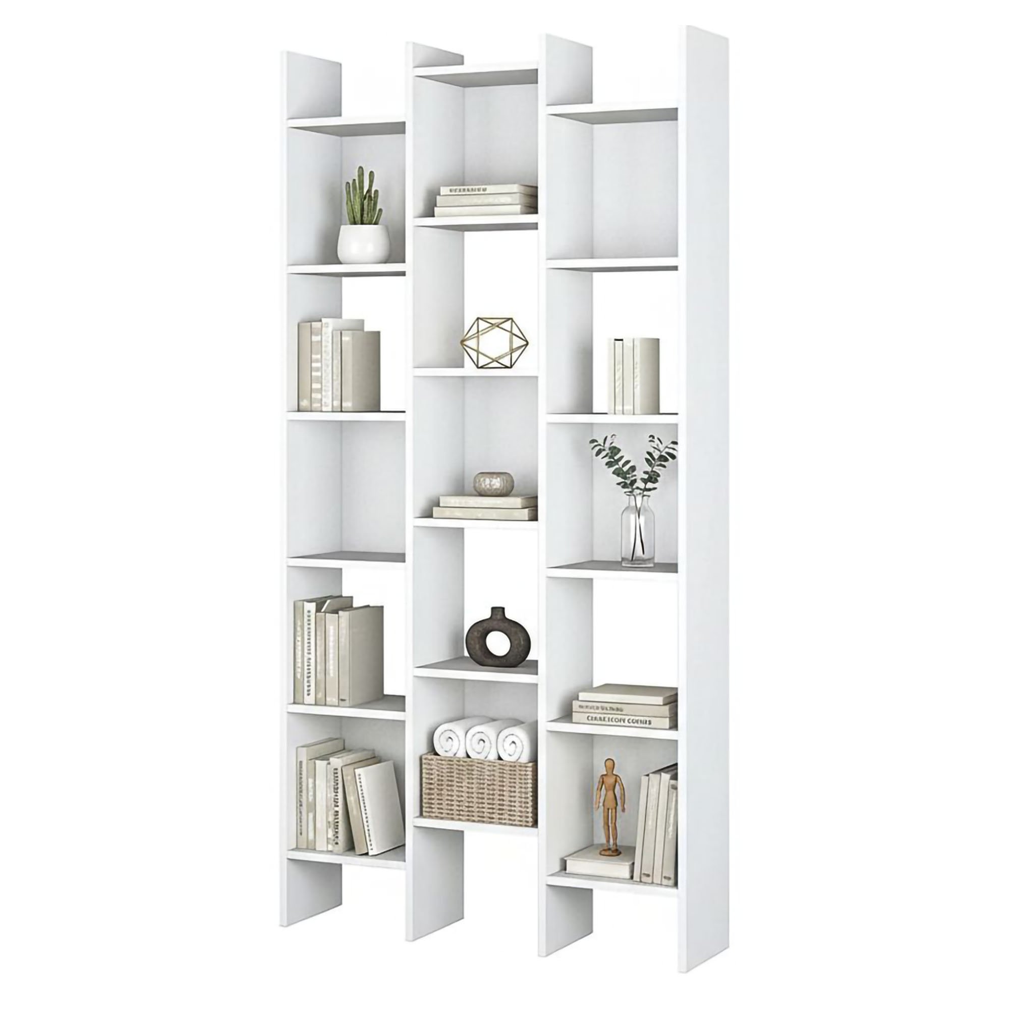 Bibliothèque Effet Bois Blanc 96x29 Cm
