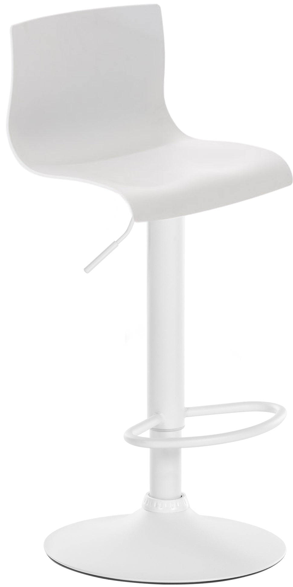 Tabouret De Bar X1 Avec Repose-pieds Pivotant Dossier Incurvé En Plastique Blanc Et Métal 10_0004982