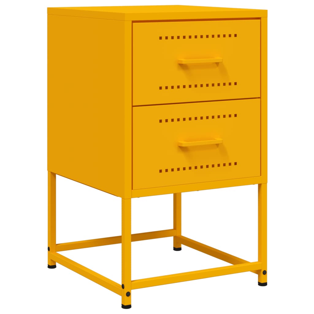 Table De Chevet Avec Deux Tiroirs 36 X 39 X 60,5 Cm Acier Jaune Dec034095