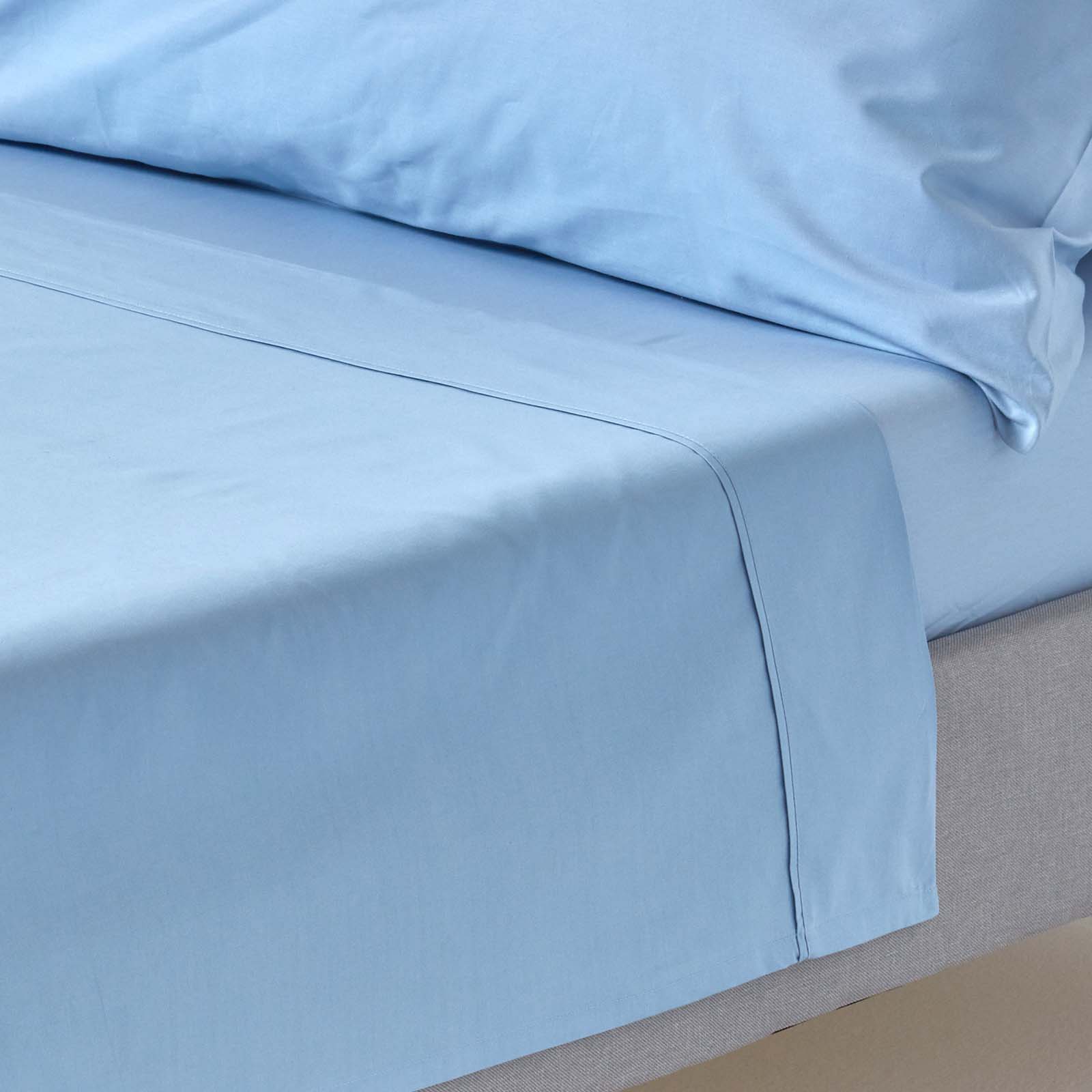 Drap Plat 180x290cm Bleu Coton Égyptien 200tc Homescapes