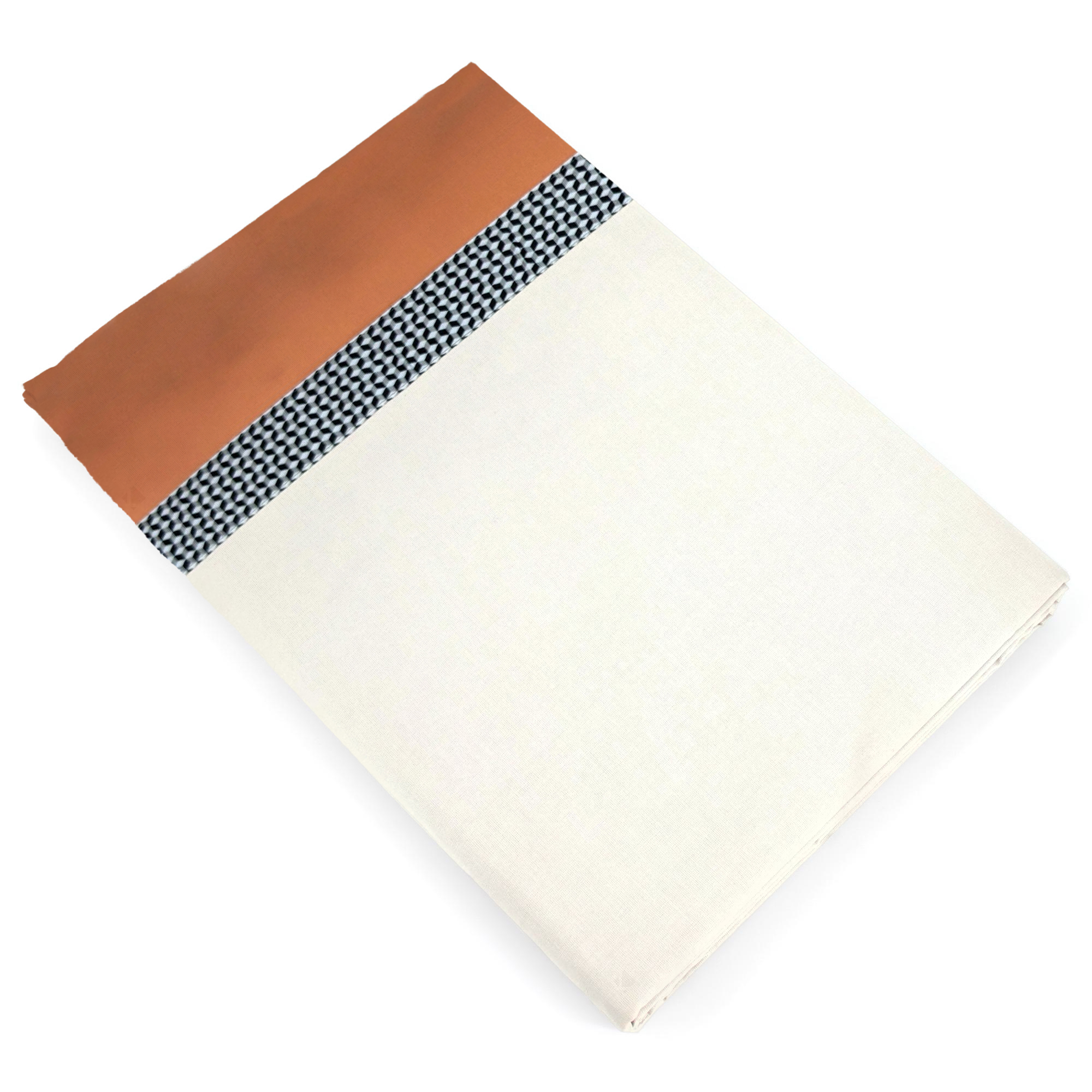 Drap Plat 280x325 Cm En 100% Percale De Coton Macassar Cognac
