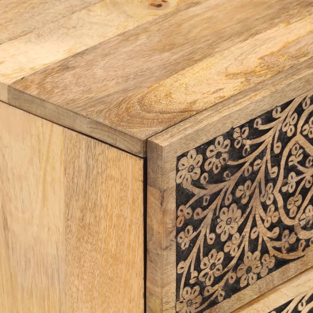 Lot De 2 Tables De Chevet Avec Deux Tiroirs Motif Sculpté À La Main Dec034786