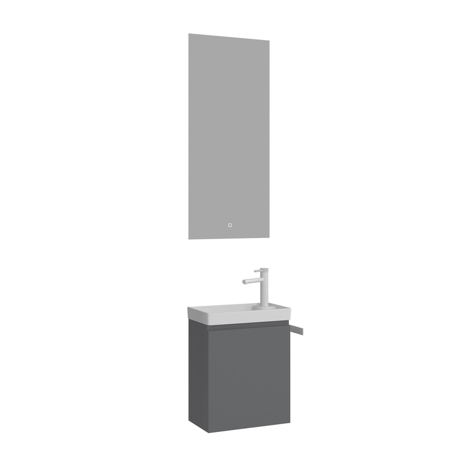 Meuble Avec Simple Vasque Et Miroir "ferla 40" - 40 X 22 X 50 Cm - Matte Grey
