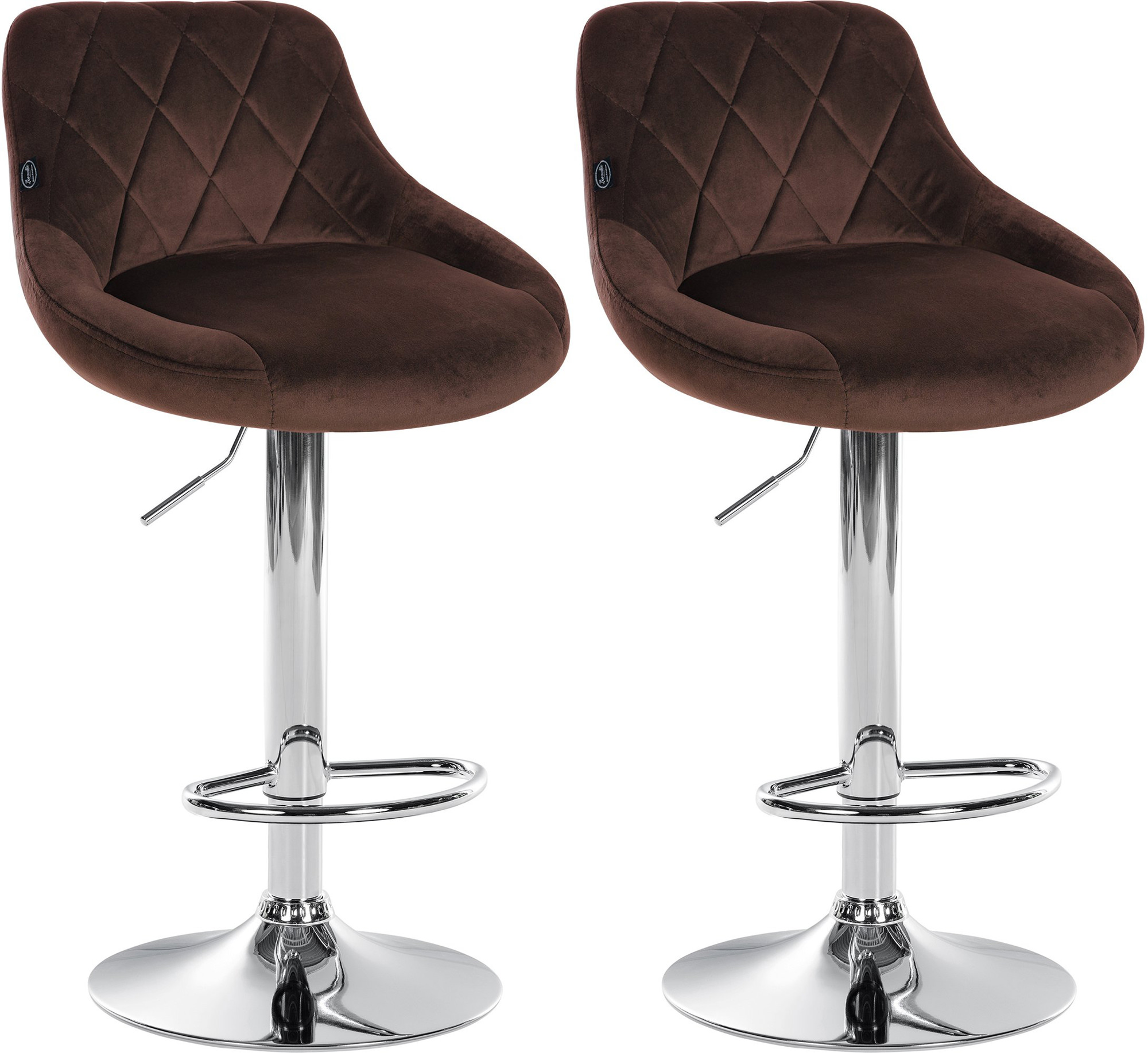 Lot De 2 Tabourets De Bar Lazio Velours Chrome Brun