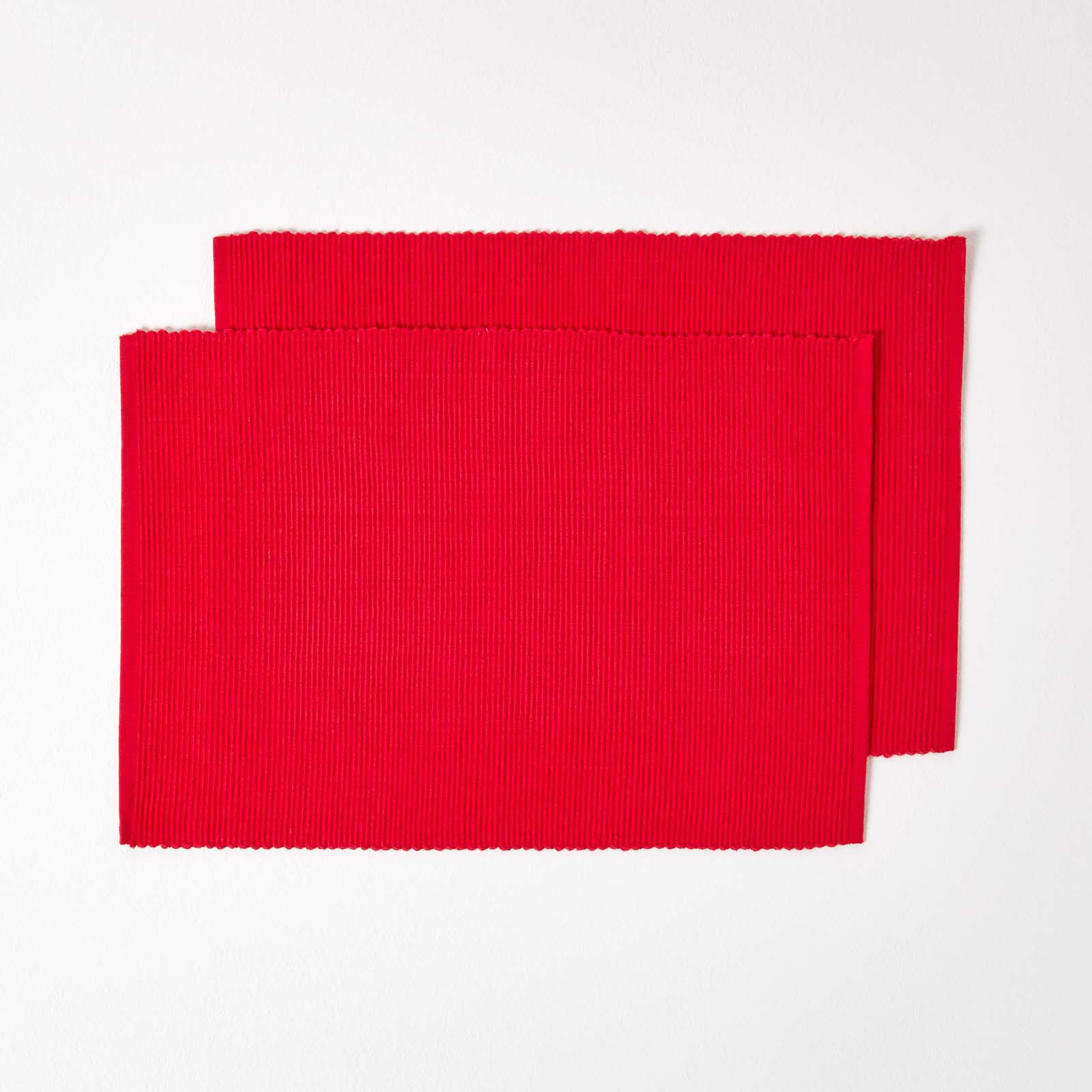 Set De Table En Coton Lot De 2 Rouge - Homescapes