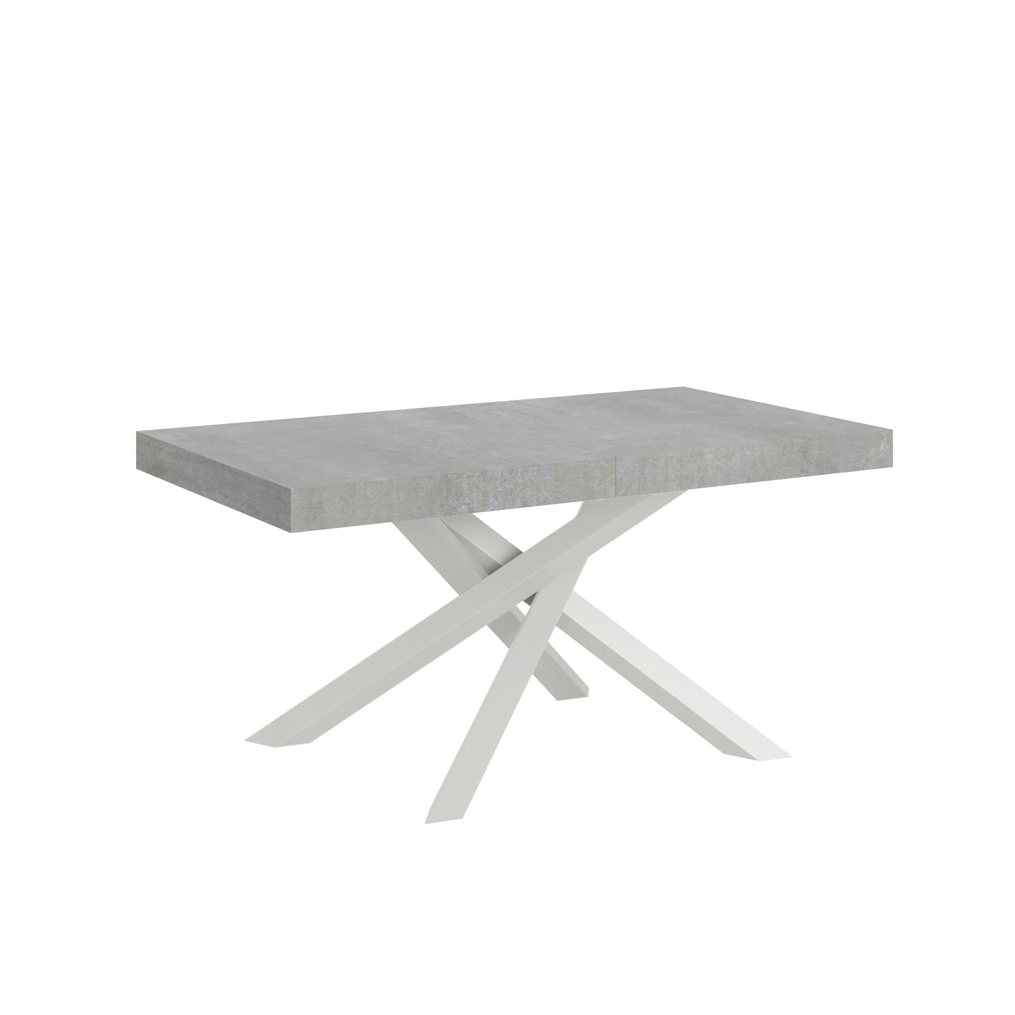 Table Extensible 160/264x90 Cm Volantis Pieds Béton Blanc