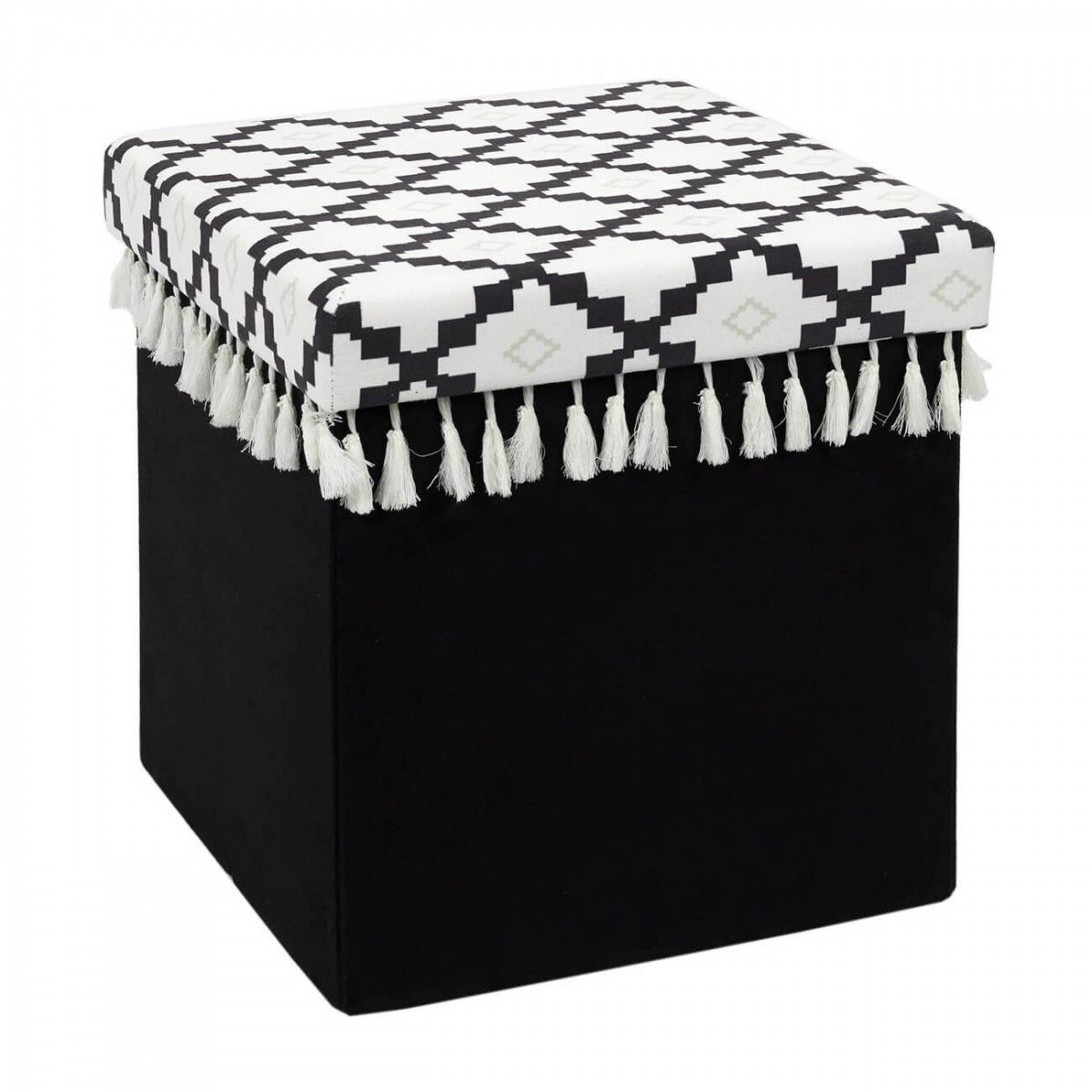Minecraft - Pouf-coffre Pliable Noir Motif Géométrique