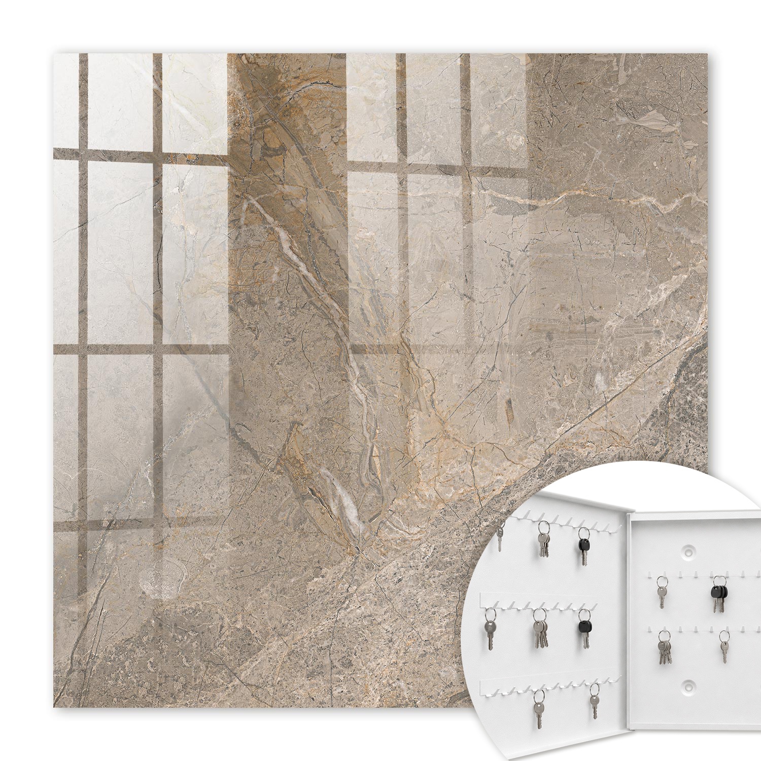 Armoire À Clés - (30 Cm X 30 Cm) - Boîte À Clés Murale - Coffret De Rangement Pour Clés - Couleur Blanche - Ouverture Vers La Gauche - Pour Maison Et Bureau - Structure Naturelle