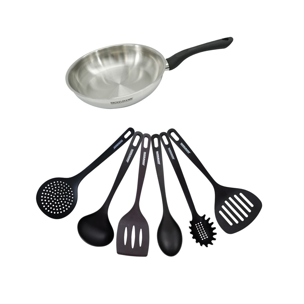 Set Poêle 24 Cm En Inox Et 6 Ustensiles Geneva