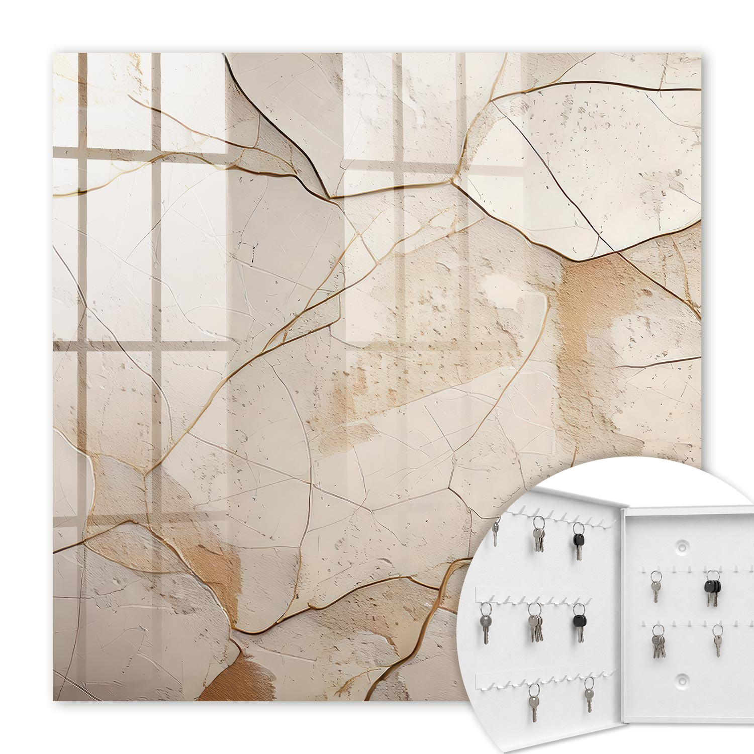 Armoire À Clés - (30 Cm X 30 Cm) - Boîte À Clés Murale - Coffret De Rangement Pour Clés - Couleur Blanche - Ouverture Vers La Gauche - Pour Maison Et Bureau - Terre Subtile
