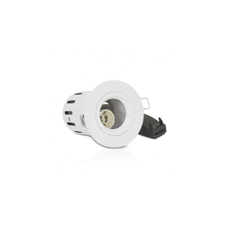 Miidex Lighting - Support De Spot Bbc Rt2012 Rond Blanc Fixe Ø90mm + Douille Gu10 ® Blanc